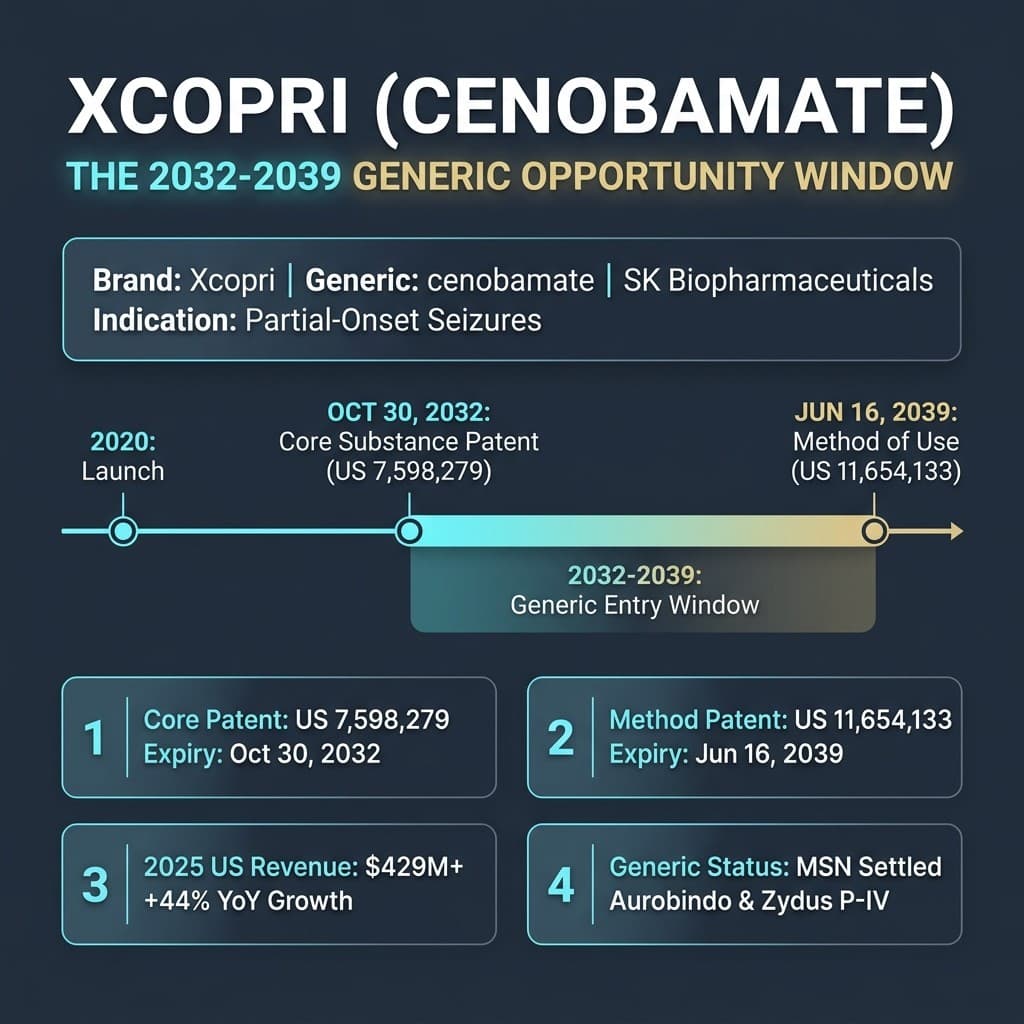 Xcopri (Cenobamate): The 2032-2039 Generic Opportunity Window